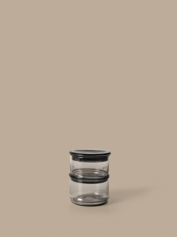 Boya Stackable Containers - Set of 2 in Smoked Grey