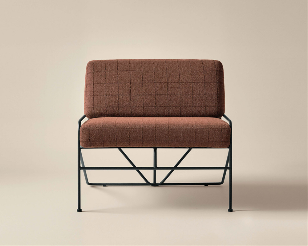 Hinterland Lounge Chair - Black / Chicory Grid