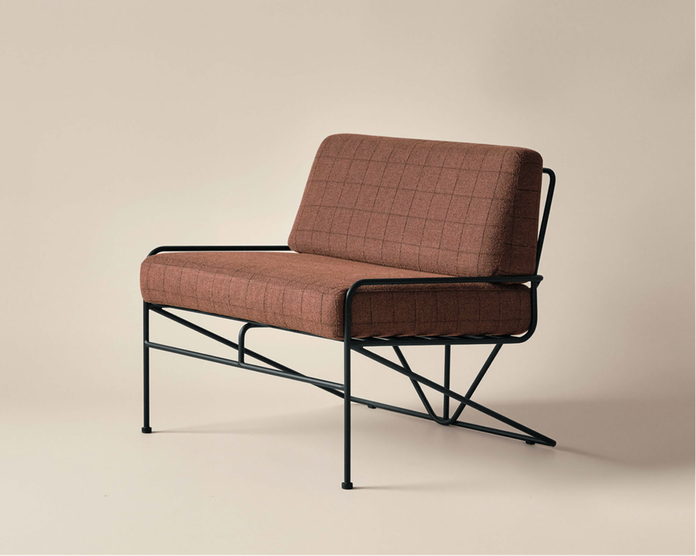 Hinterland Lounge Chair - Black / Chicory Grid