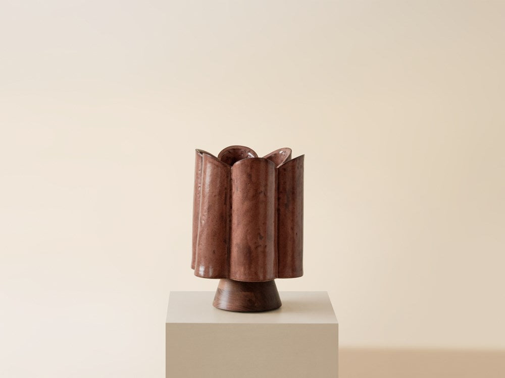 Tall Scallop Vase - Plum Shino