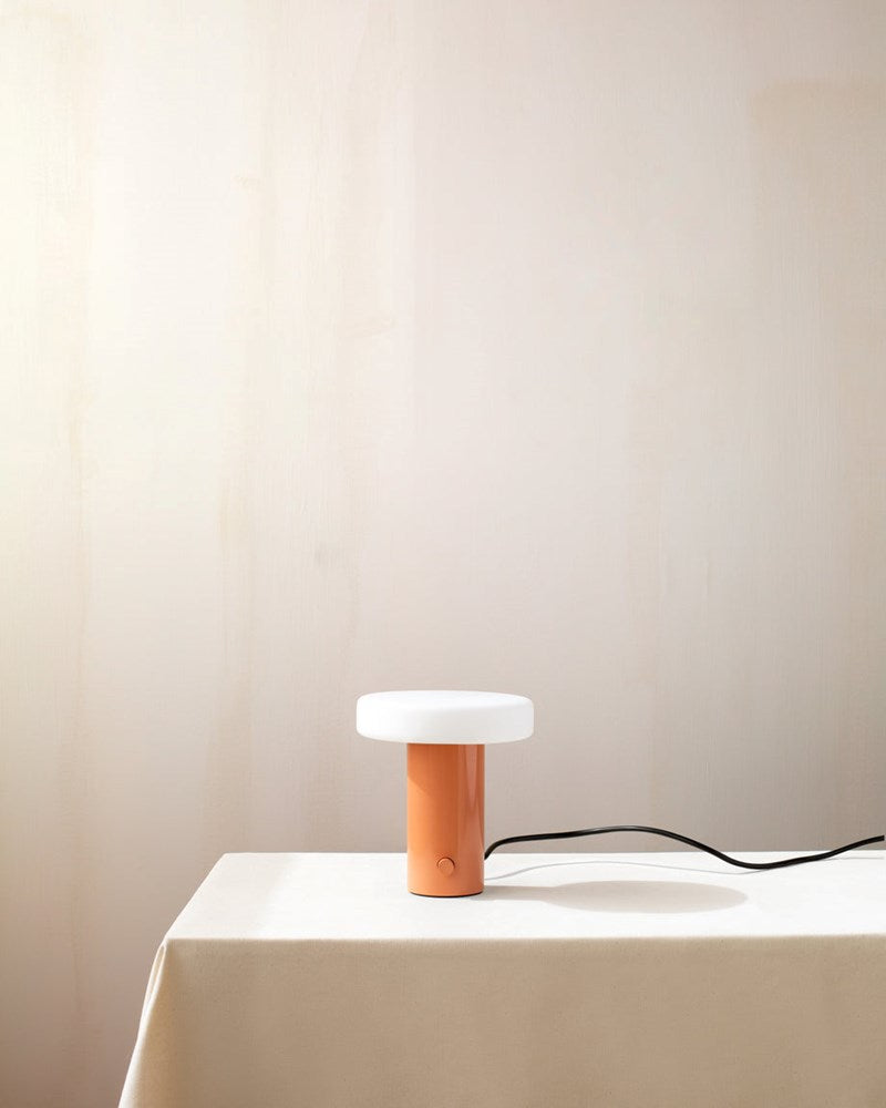 Puck Table Lamp in Peach
