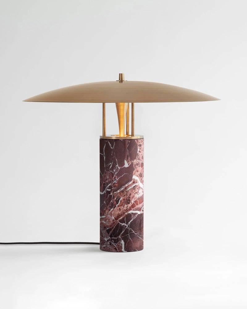Luna Table Lamp in Antique Brass & Red Marble