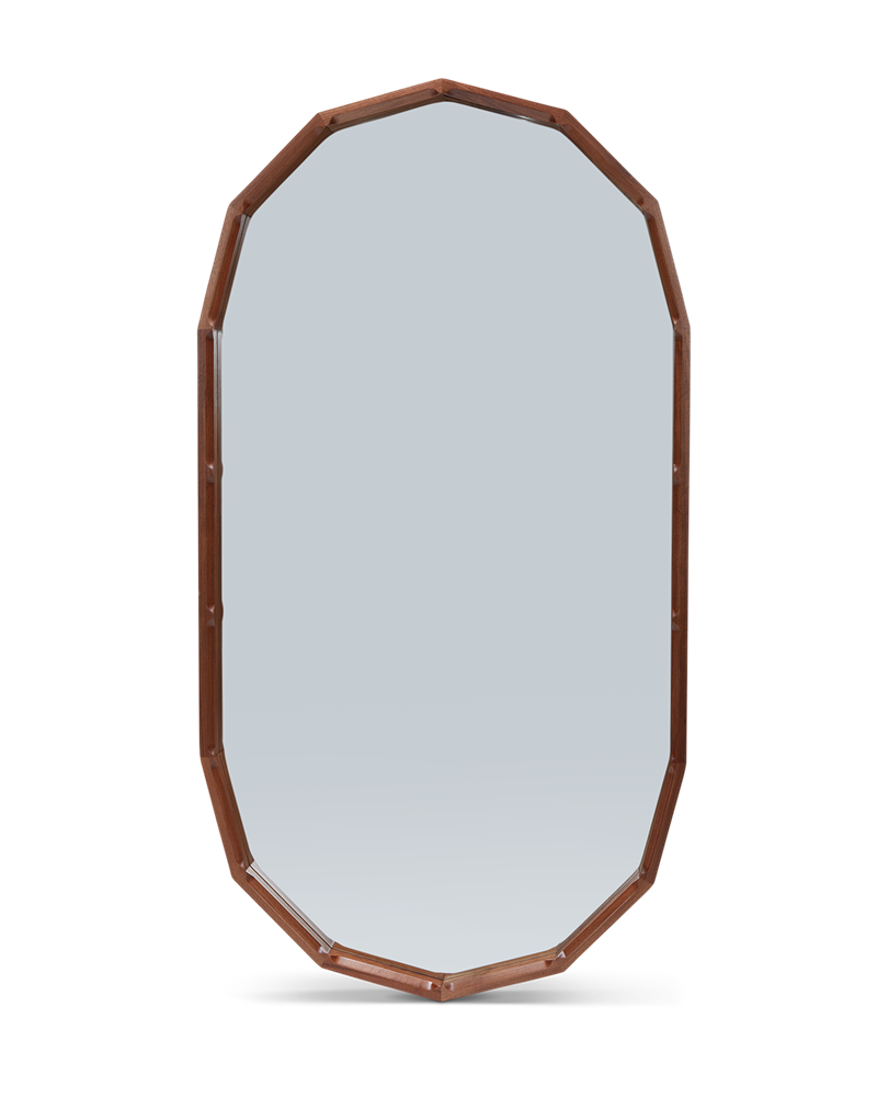 Facet Mirror in Natural Walnut - Small
