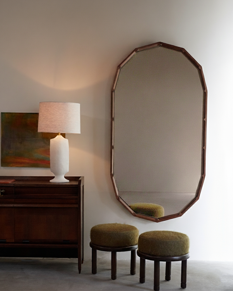 Facet Mirror in Natural Walnut - Small