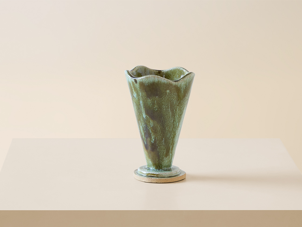 Green Swirl Cone Vase