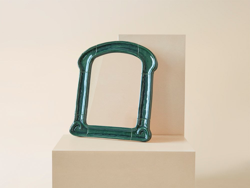 Glassy Green Column Mirror