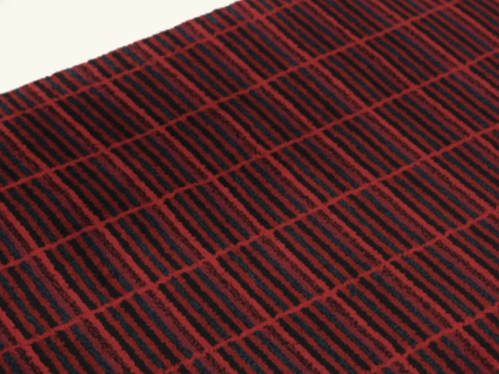 Rug & Kilim: Vintage Swedish Rya Rug, Scandinavian Stripes in Red and Black