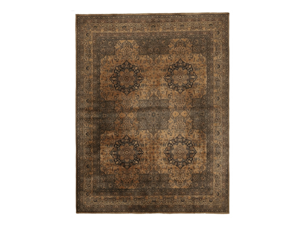 Antique Persian Tabriz Rug in Brown, with Geometric Patterns