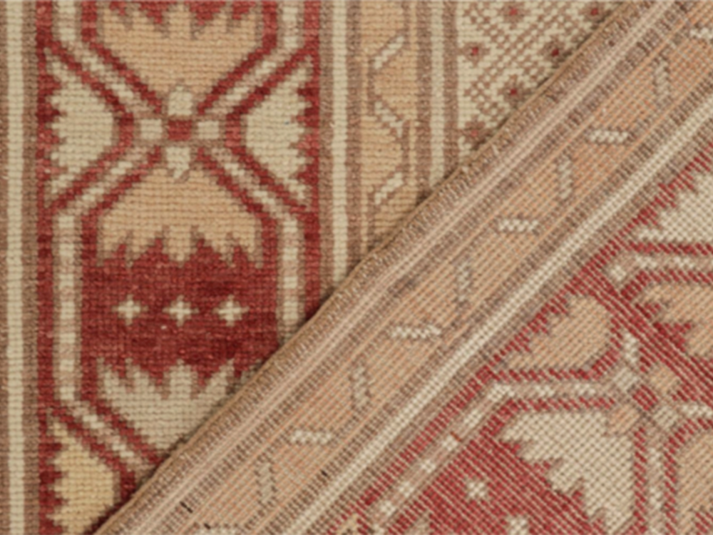 Vintage Persian Rug in Beige-Brown and Red Geometric Patterns