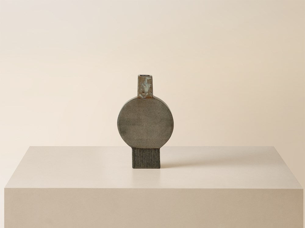 Circle Vase w/ Neck - Grey Static / Olive / Ochre