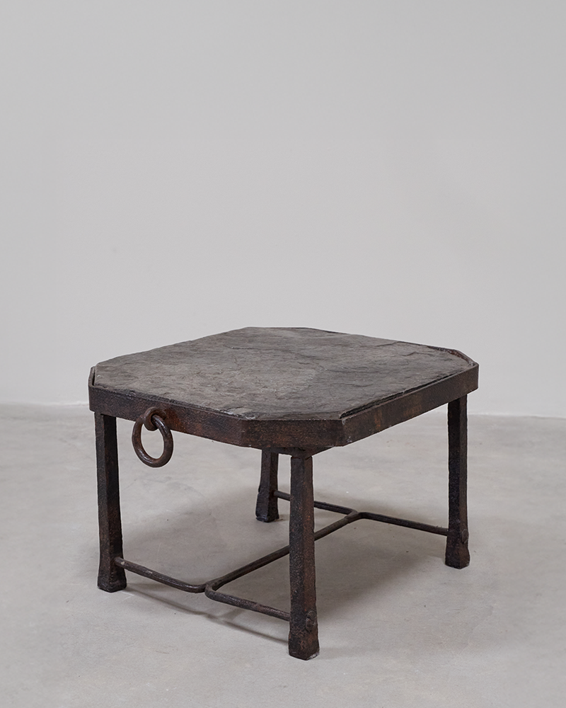 French Iron and Slate side table