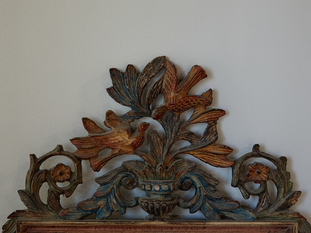 Carved and Polychrome-Painted Wood Mirror