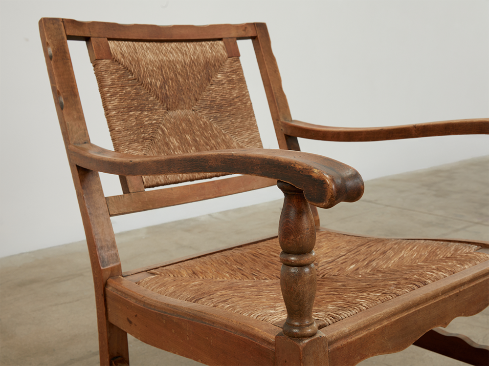 Danish Oak and Cord Lounge Chairs