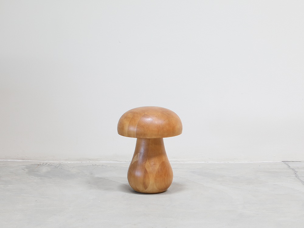 Large French Solid Oak Mushroom Sculpture c1970s