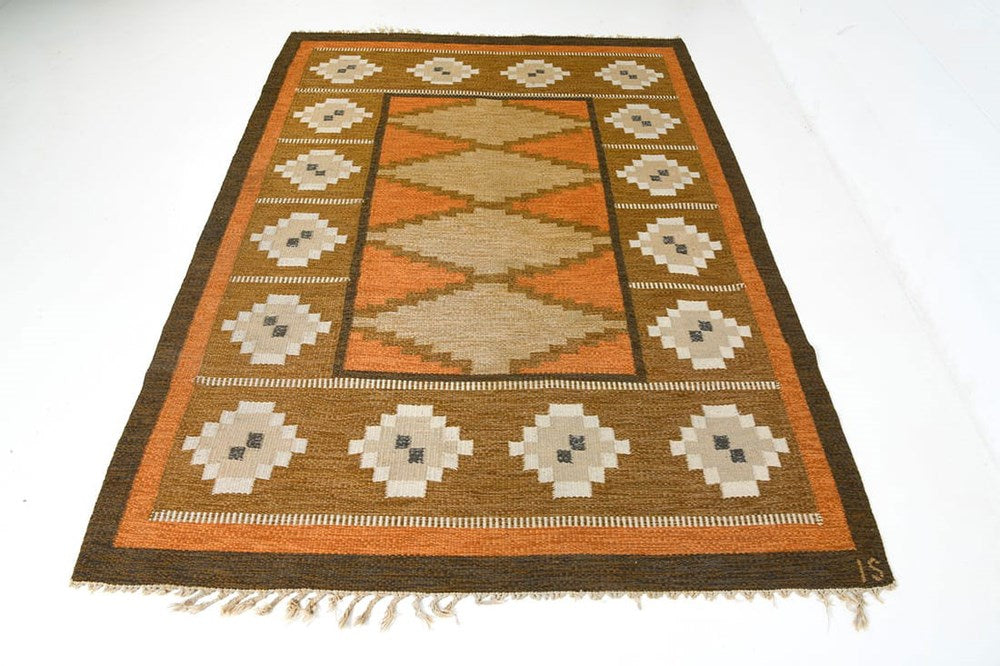 Ingegard Silow Swedish Rollakan Wool Rug c1960s