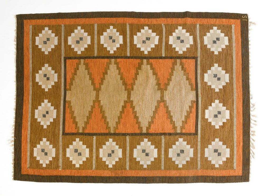 Ingegard Silow Swedish Rollakan Wool Rug c1960s