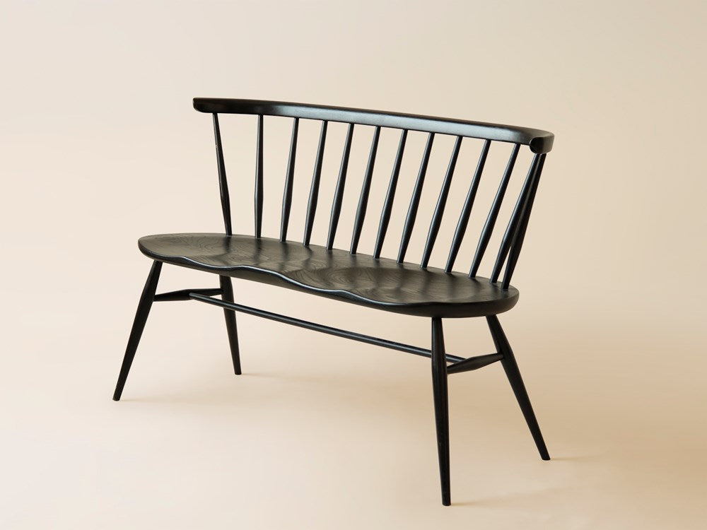 Ercol Spindle Bench in Ebonized Elm, United Kingdom c1960s