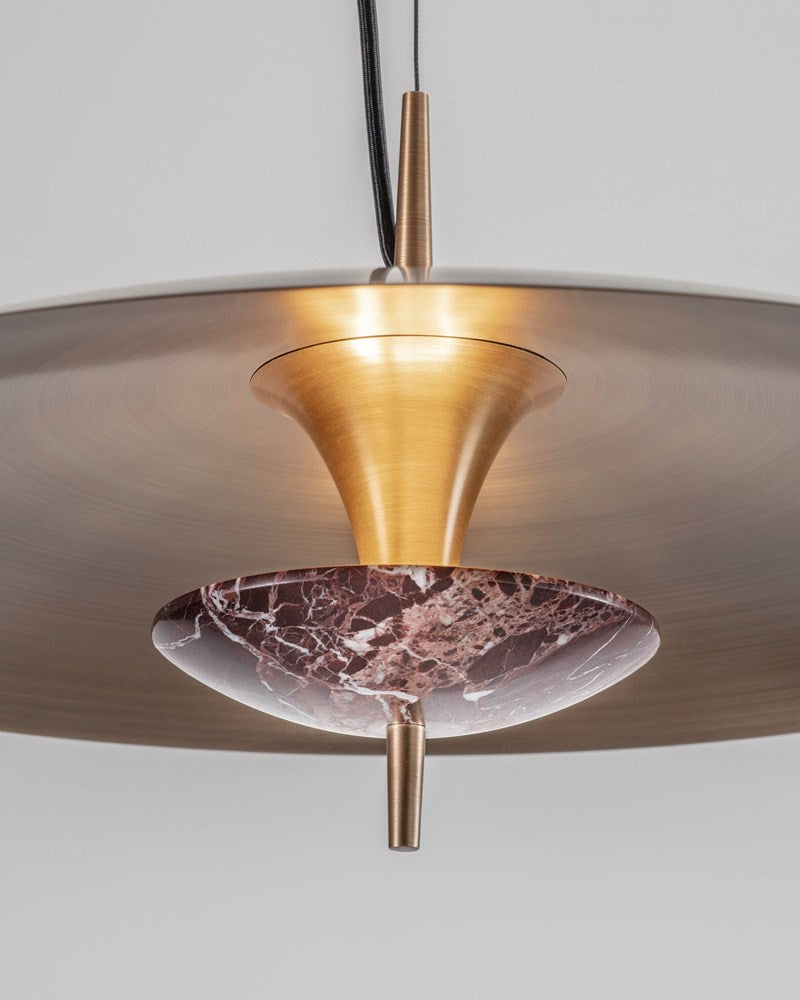 Luna 450 Pendant in Antique Brass / Red Marble