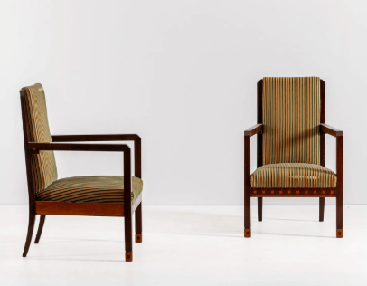 Pair of Italian Art Deco Armchairs, Italy c1930s