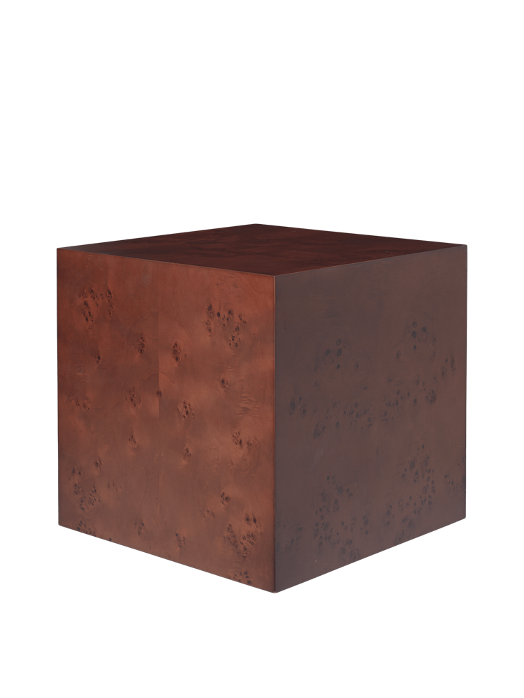 Burl Cube Side Table  - Dark Stained Burl