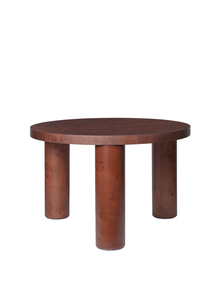 Post Small Coffee Table - Dark Stained Burl