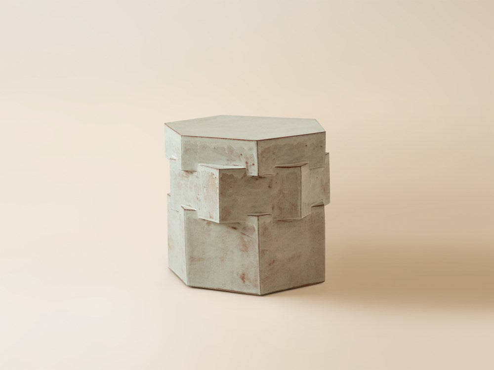 Triple Tier Hex Side Table - Light Shino