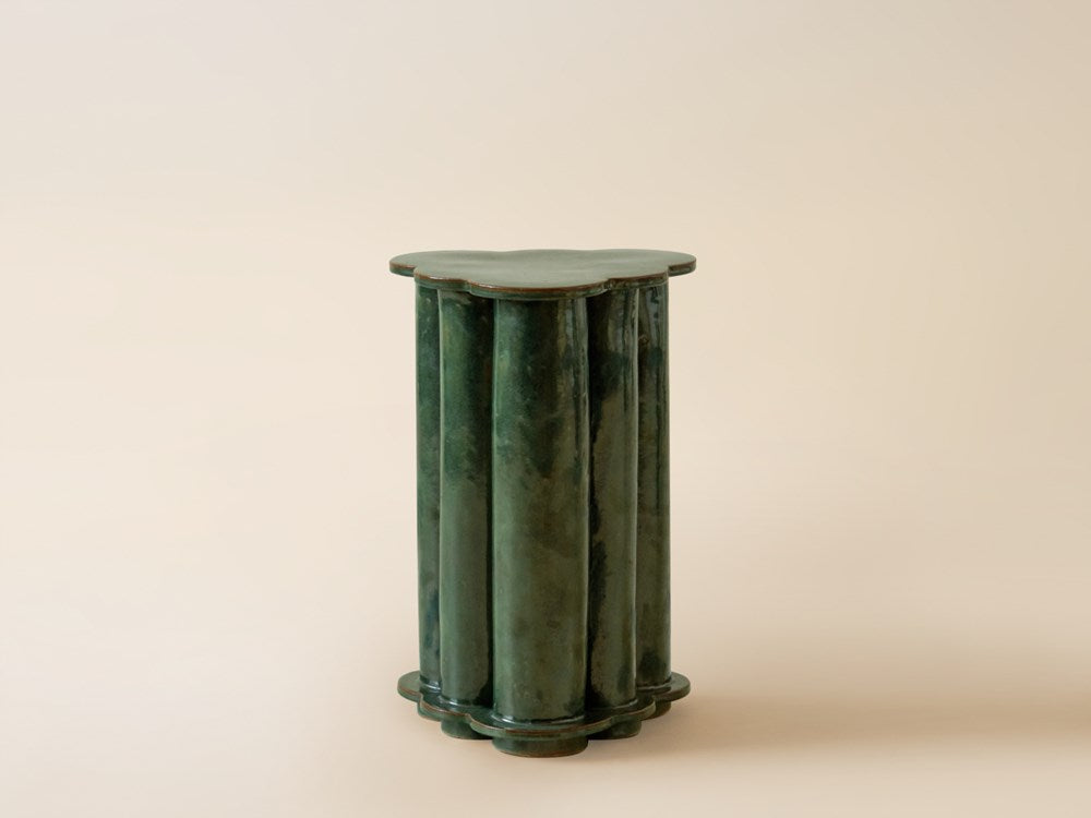 Tall Ruffle Side Table - Green Shino