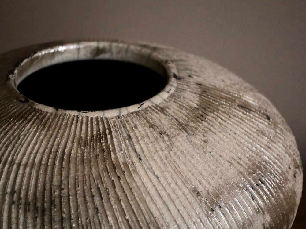 Dune Vessel 01 in White Crackle Raku - Medium