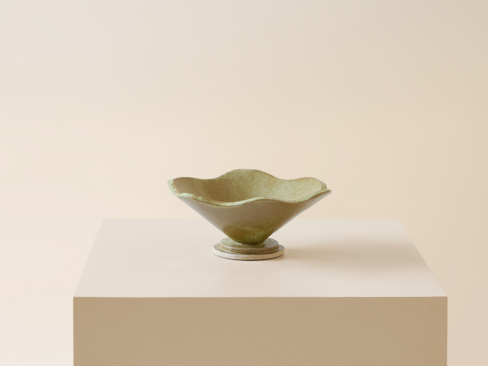 Olive Green Scallop Bowl
