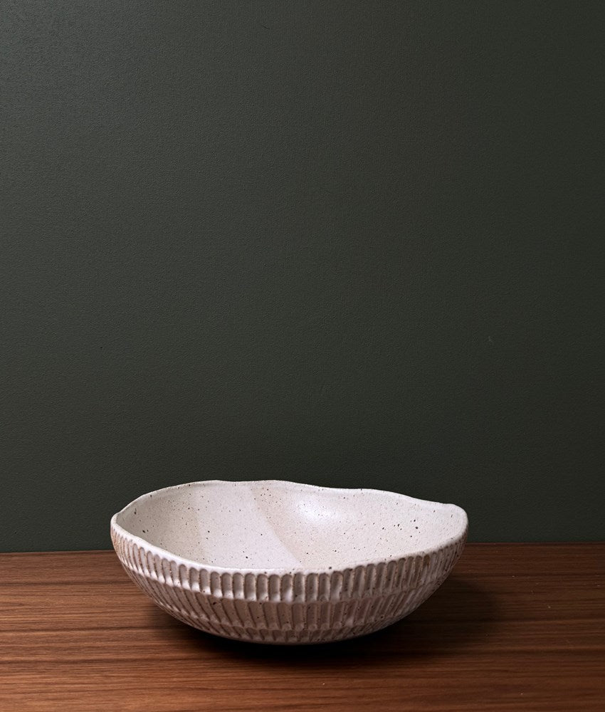 Carved Eggshell Serving Bowl