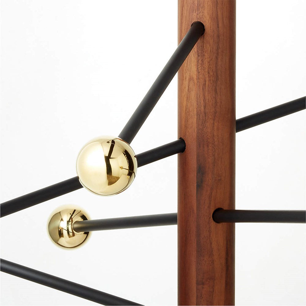 Norte Walnut Wood and Brass Chandelier