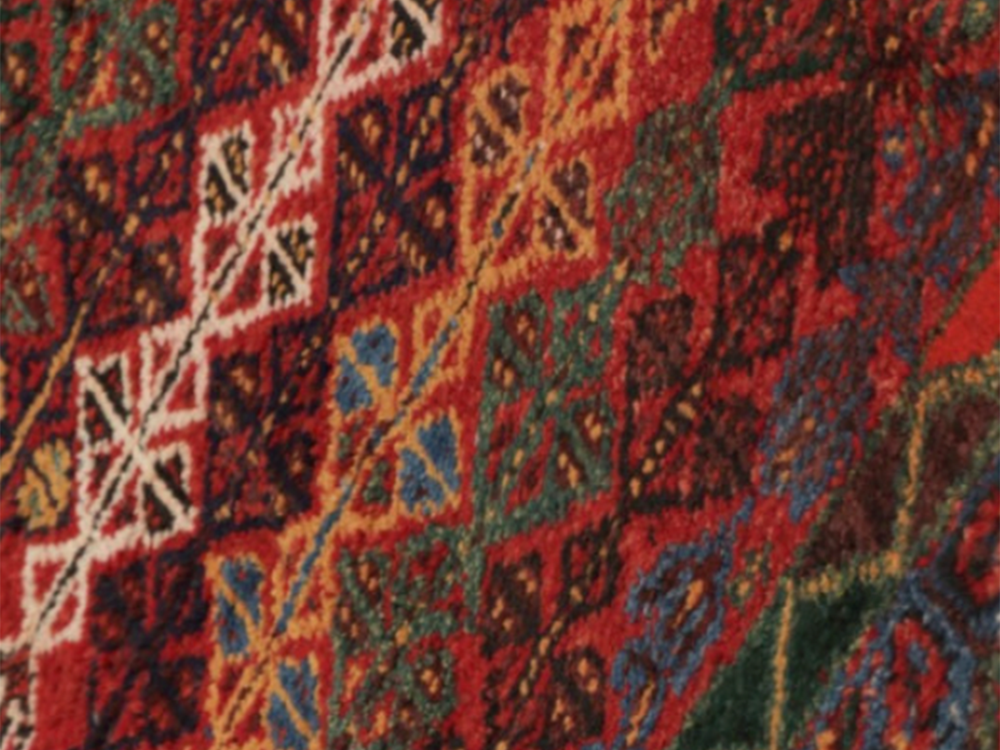 Vintage Persian Qashqai Tribal Runner Rug in Red, Geometric