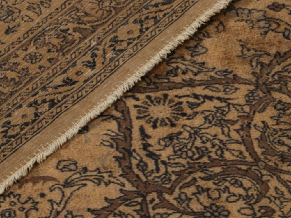 Antique Persian Tabriz Rug in Brown, with Geometric Patterns