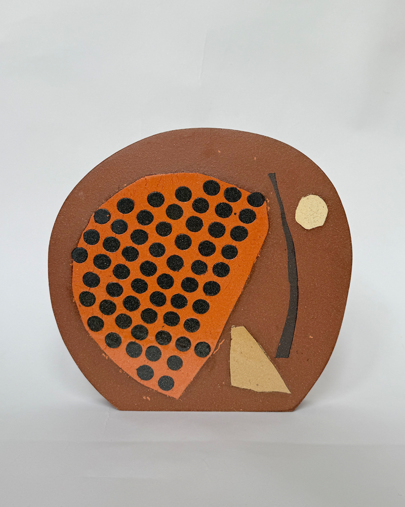 Round Narrow Profile Vase With Abstract Dot Composition