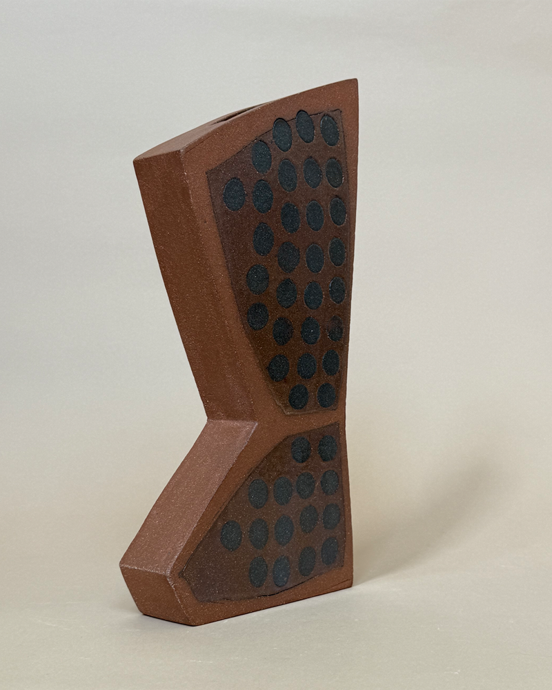 Angular Sail Narrow Profile Vase with Abstract Dot Composition
