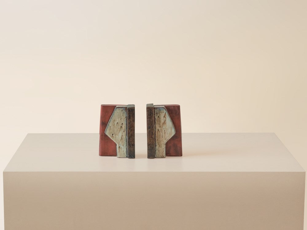 Medium Bookends - Paprika Matte / Ivory / Brown Black