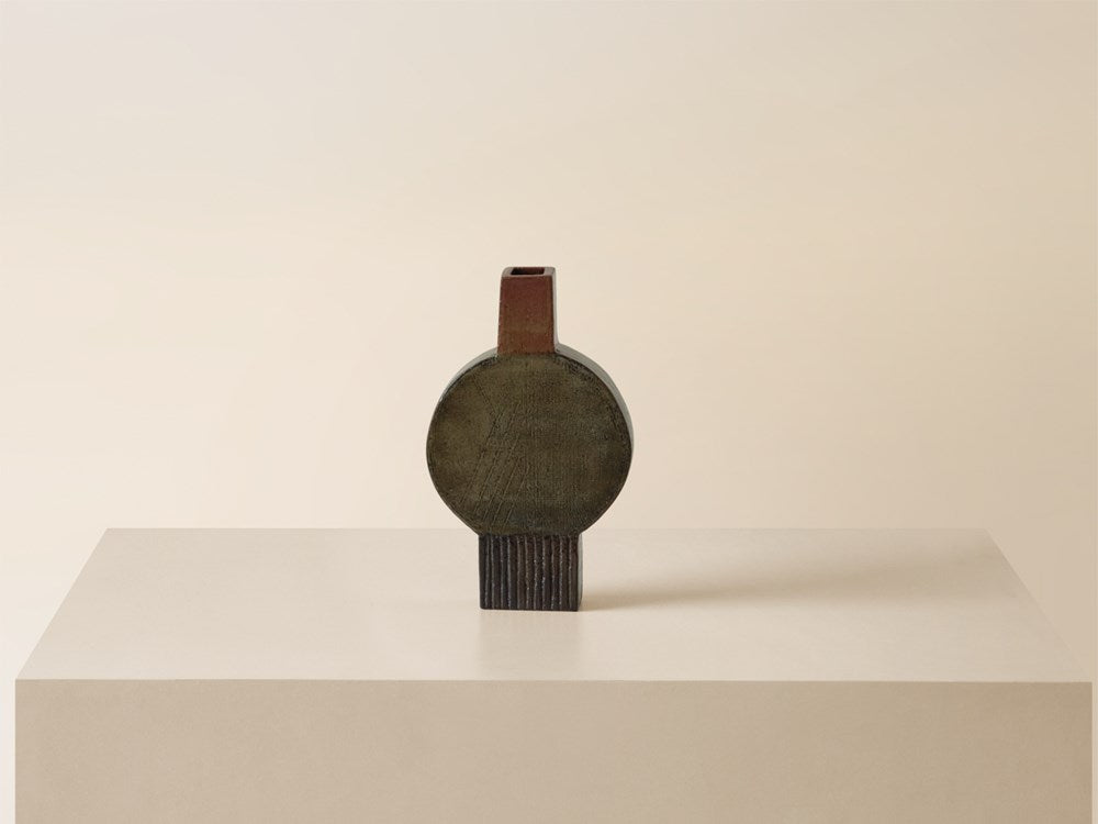 Circle Vase w/ Neck - Olive / Redwood / Black