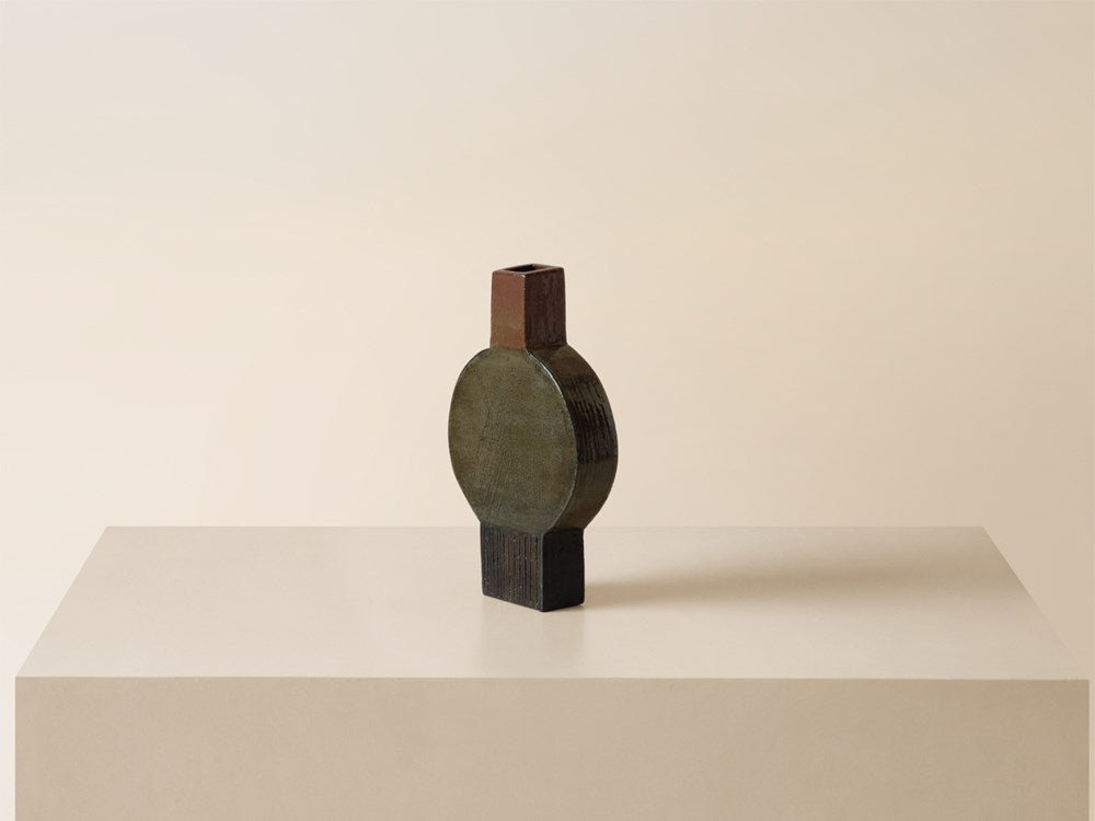 Circle Vase w/ Neck - Olive / Redwood / Black
