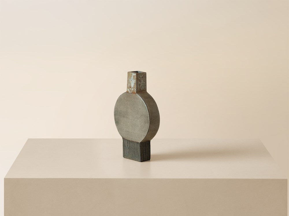 Circle Vase w/ Neck - Grey Static / Olive / Ochre