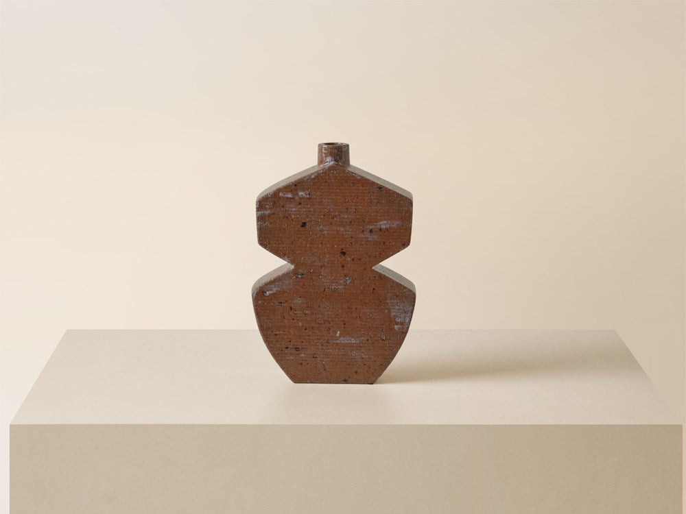 Large Stack Trapezoid Vase - Cinnamon Speckle Texture