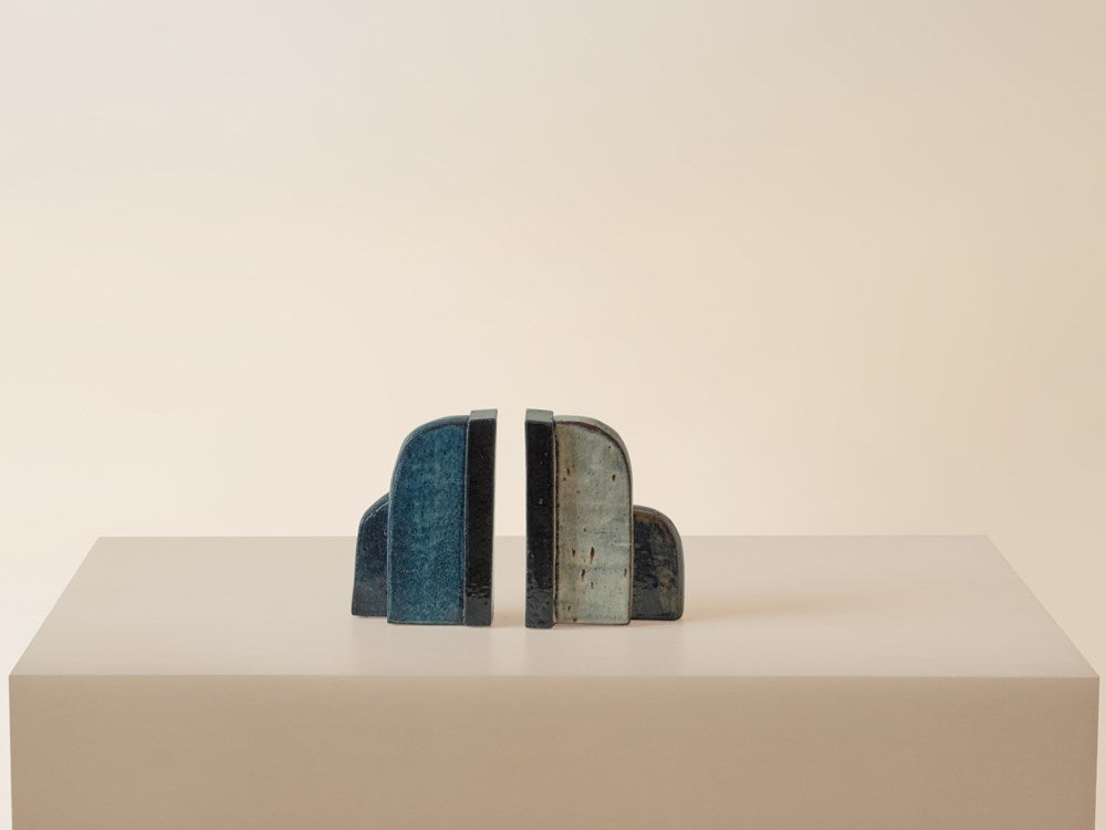 Large Bookends - Four Tone Blue / Ivory
