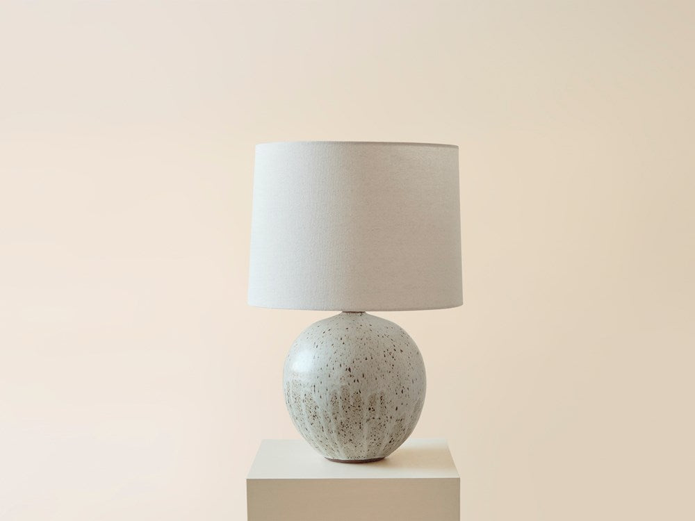 Large Orb Lamp in Poured Mottled Ivory