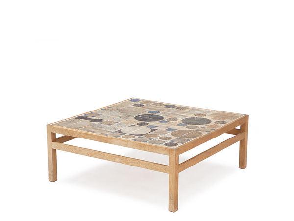 Stoneware and Oak Coffee Table by Tue Poulsen