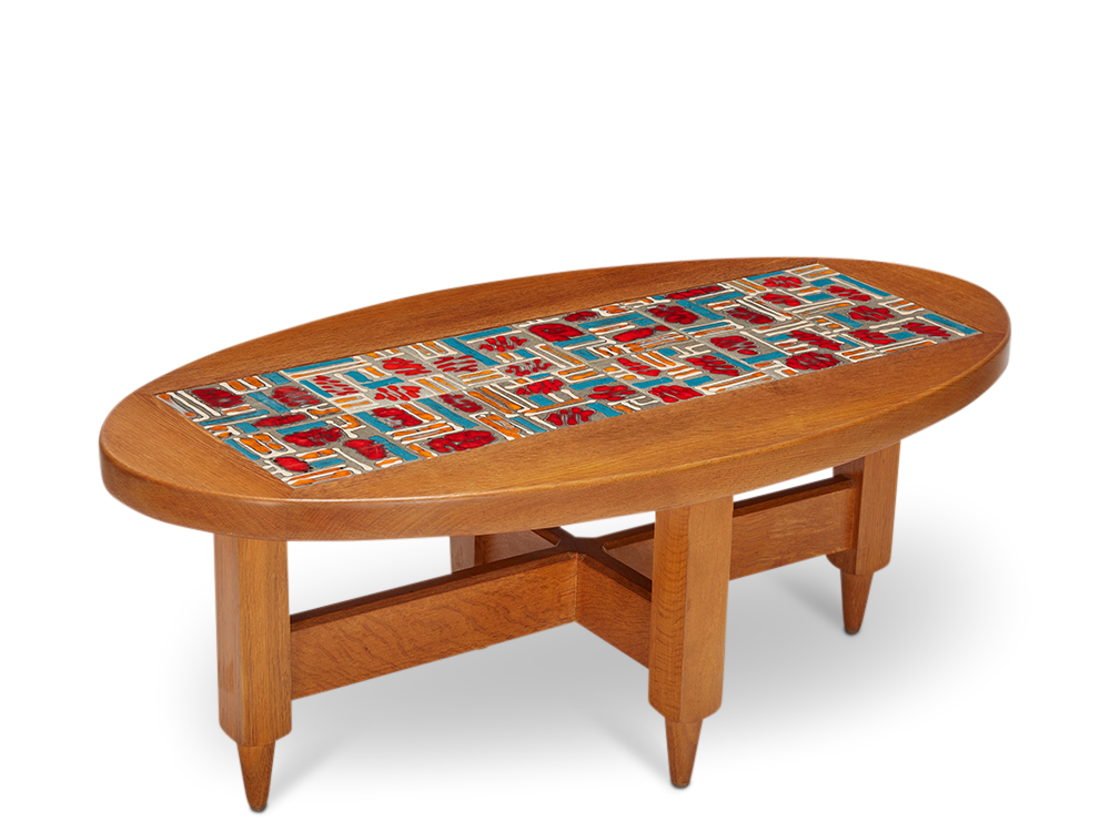 Ceramic Tile Top Coffee Table by Guillerme & Chambron