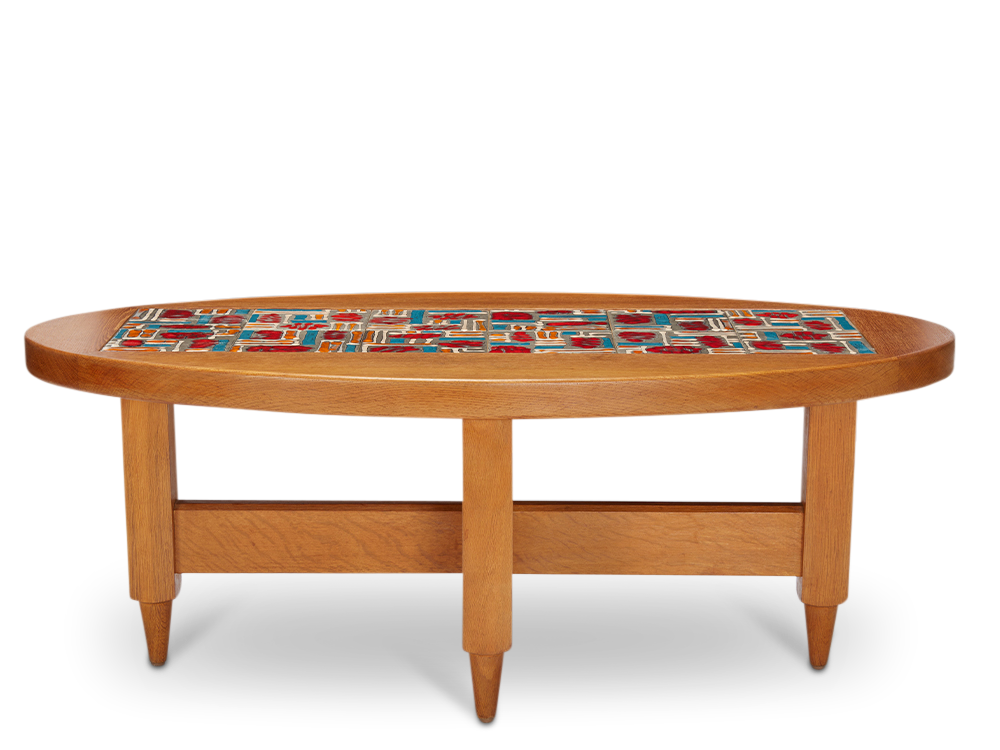 Ceramic Tile Top Coffee Table by Guillerme & Chambron