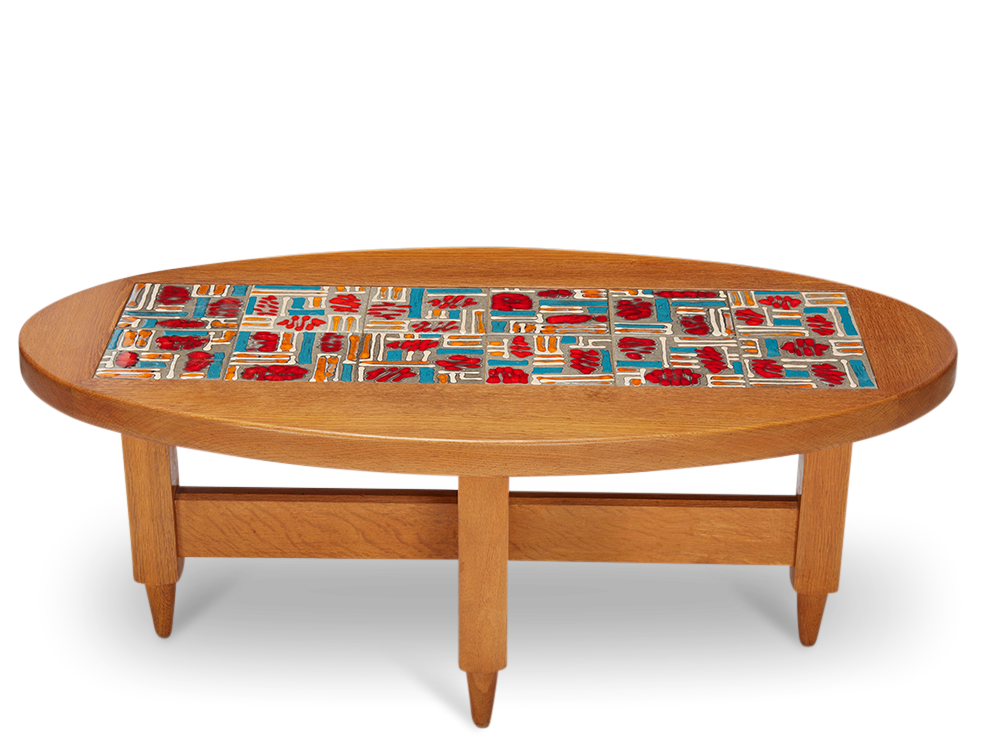 Ceramic Tile Top Coffee Table by Guillerme & Chambron