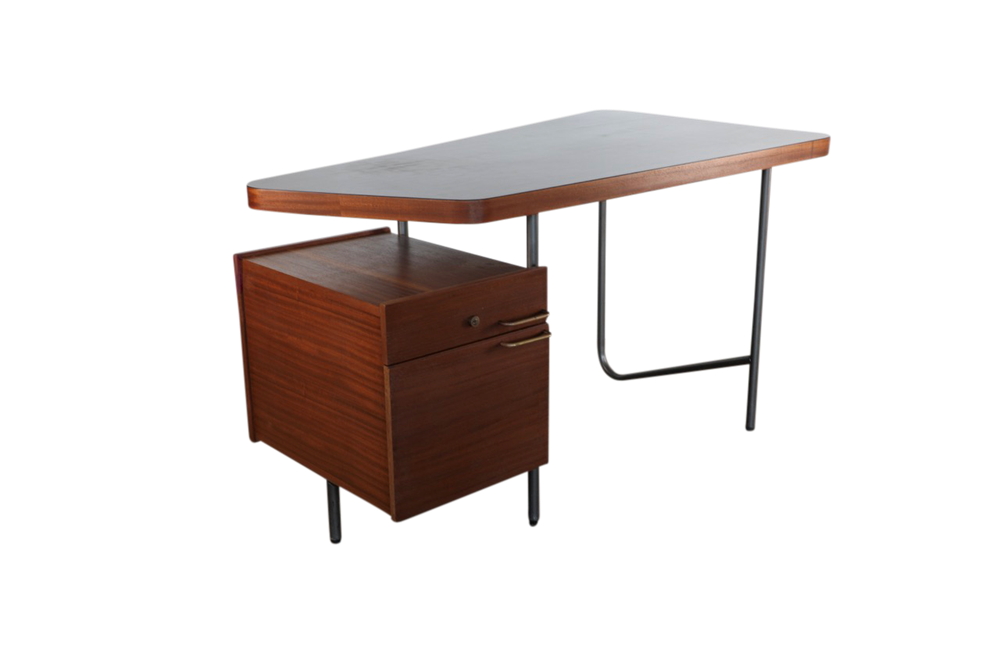 Mahogany and Metal Desk by Georges Frydman