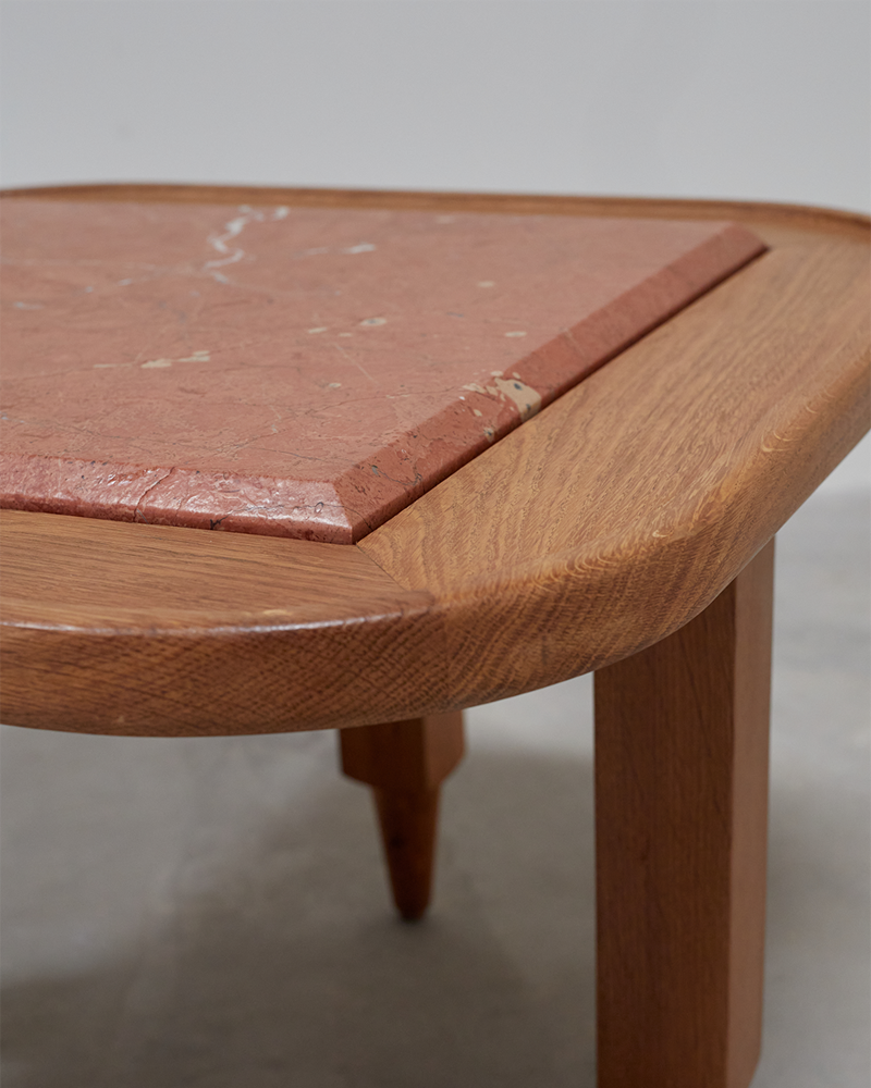 Oak & Stone Top Coffee Table by Guillerme & Chambron