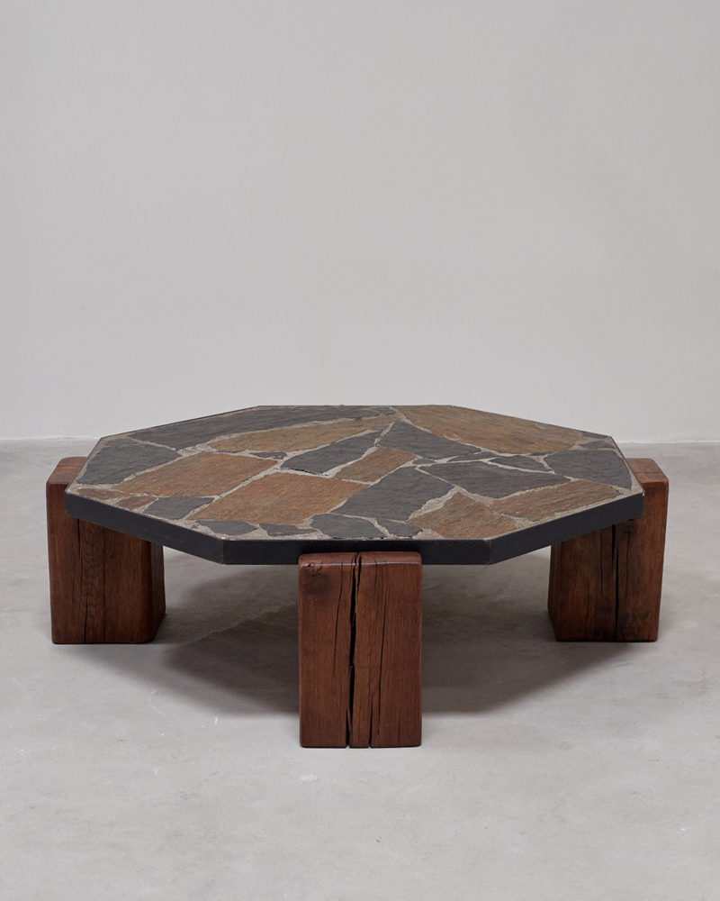 Stone and Wood Belgian Coffee Table
