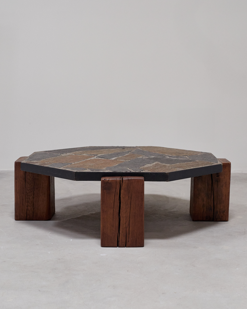 Stone and Wood Belgian Coffee Table